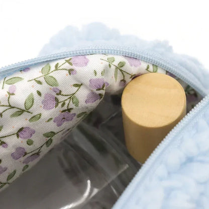 Kawaii Lambswool Plush Makeup Organizer 🐑✨ | Adorable Cosmetic Bag & Travel Pouch 🎀💖