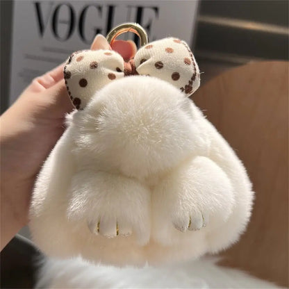 Plush Bunny Keychain Cute Bowknot Fur Rabbit Toy Charm 🐰✨