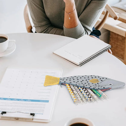 Adorable Fish Shape Pencil Case With Fishbone Lining 🐟 Pen Bag Coin Purse
