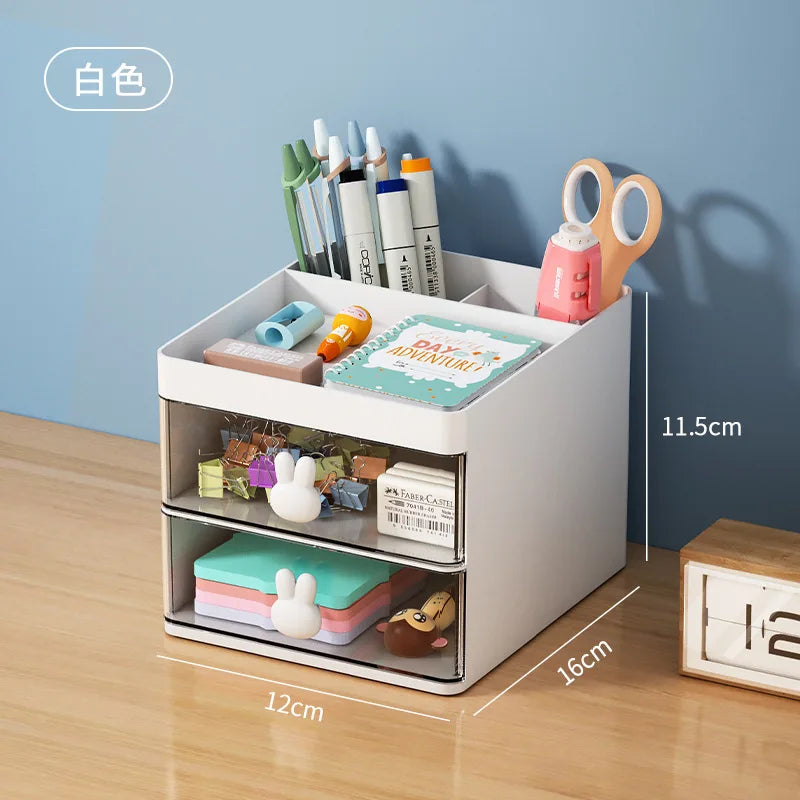 Kawaii Cute Desk Organizer 🧸✨ | Adorable Storage Box with Drawers for Pens, Makeup & More! 🌈📚