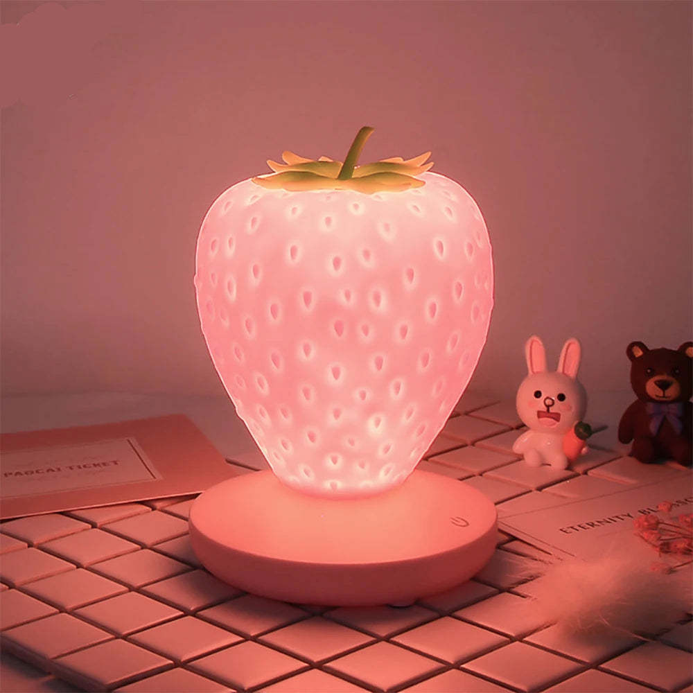 🍓Adorable LED Strawberry Night Light 🌟 Touch-Sensor & USB Rechargeable for Cozy Spaces! - Pixie Quill