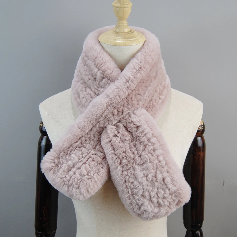 Lux Rex Rabbit Fur Scarf For Women Real Fur Warmth 🧣 Cozy Elegance ❄️