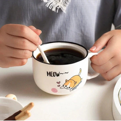 Adorable Kawaii Animal Mug with Lid 🐶🐱✨