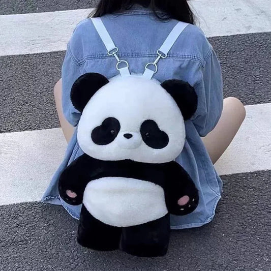 Adorable Panda Plush Backpack 🐼💕 | Kawaii Cartoon School Bag for Girls 🎒✨