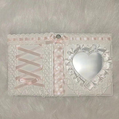 Ribbon Handmade Top Loader Binder Kpop Photo Albums 3-Inch Card Holder Cards Idol Instax Kawaii Poker Holder Sleeve Storage box