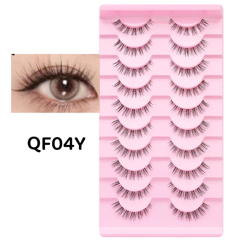 Adorable Manga Style False Eyelashes 10 Pairs Natural Full Strip Lashes For Anime Look Makeup ✨🐰🎀🌸