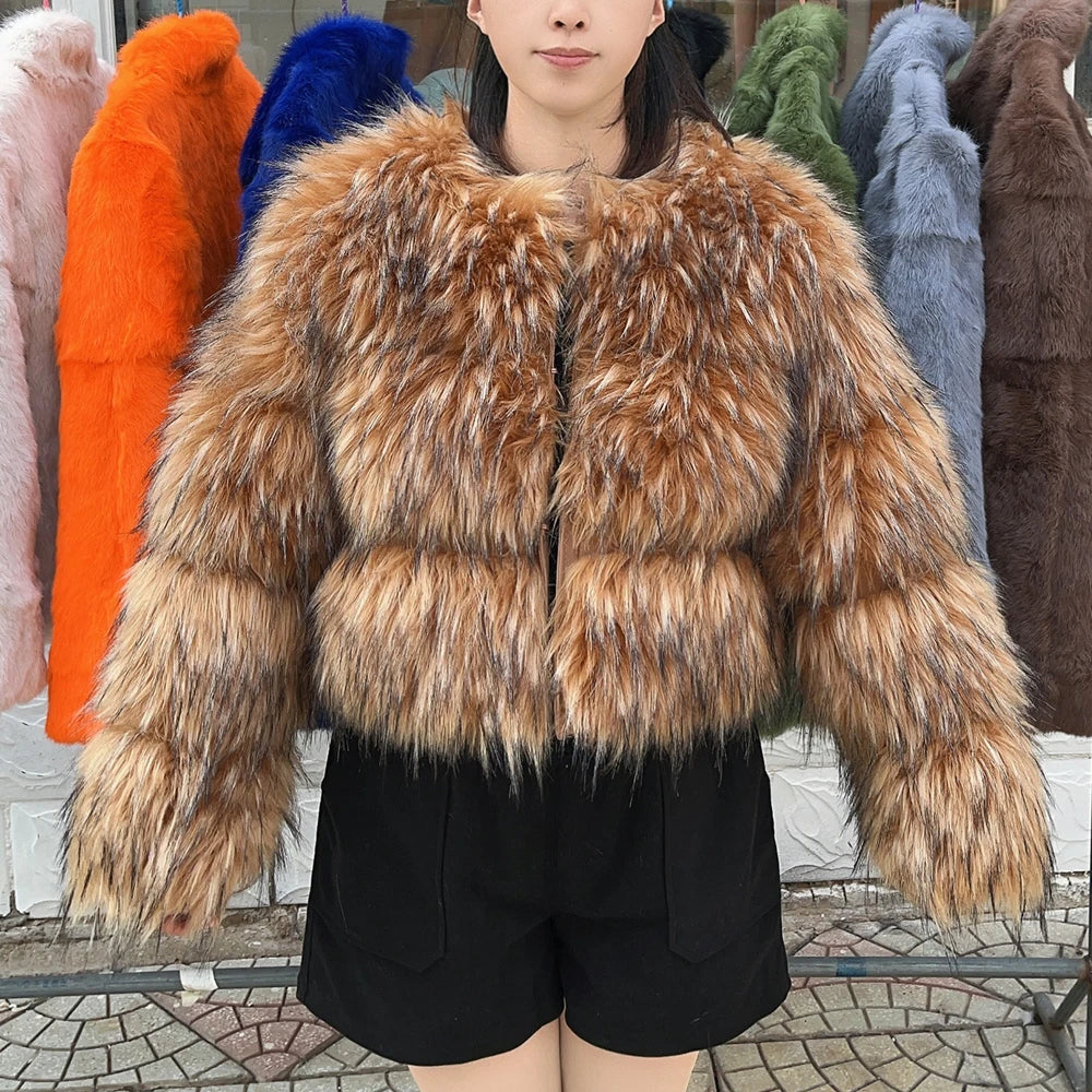 Kawaii Cozy Faux Fur Coat 🦊✨ Women's Winter Jacket in Brown 🍂 Plus Size Warmth & Style! 🎀