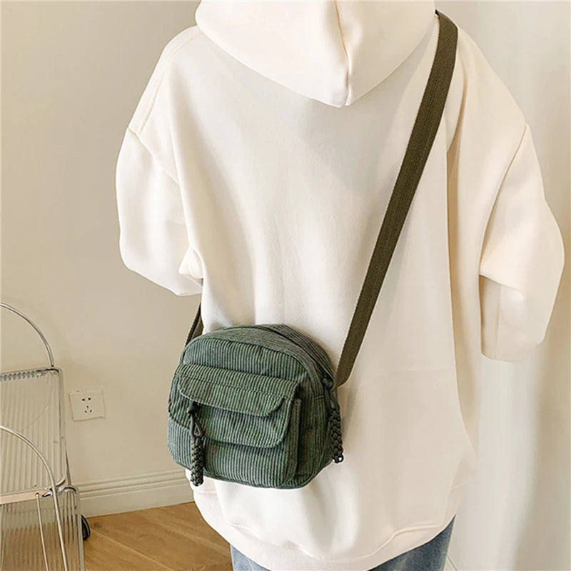 🎀 Adorable Corduroy Crossbody Cutie 👜✨ Small Square Shoulder Bag for Trendy Adventures 🎉 - Pixie Quill