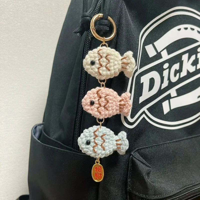Handmade Cat Fish Keychain Crochet Doll Pendant Cute Bag Accessory 🐾🎀
