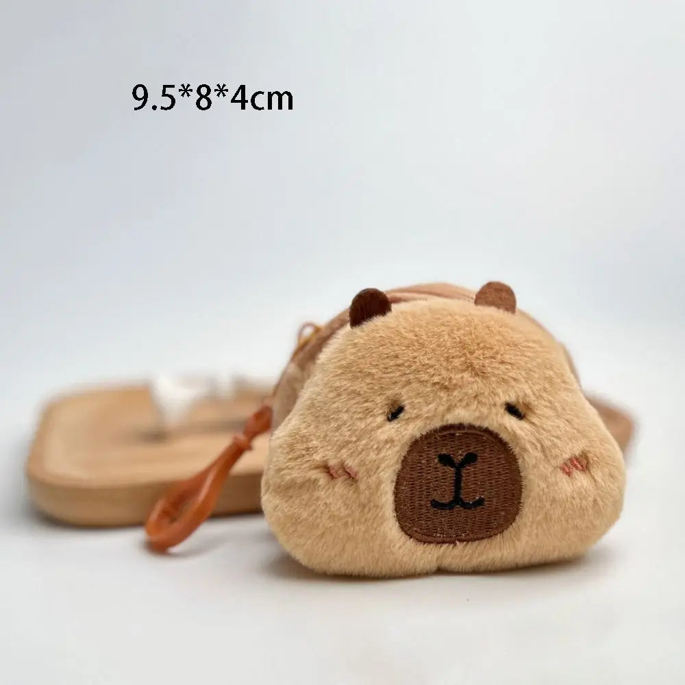 Kawaii Capybara Plush Coin Purse 🐾✨ Cute Cartoon Round Bag for Headphones & More! 🎀