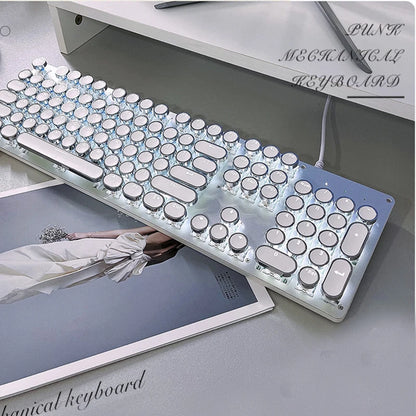 Kawaii 104 Keys Punky Mechanical Keyboard 🎀✨ | Cute Aluminum Alloy Wired Keyboard for Girls 💖 | Backlit Fun for Gaming & Office🏢🎮