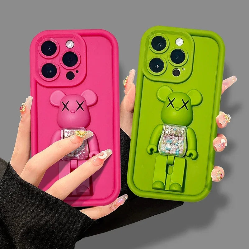 Adorable Kawaii 3D Bear TPU Phone Case for iPhone 15/14/13/12/11 Pro Max – Shockproof Matte Cover with Cute Animal Design 🐻📱✨