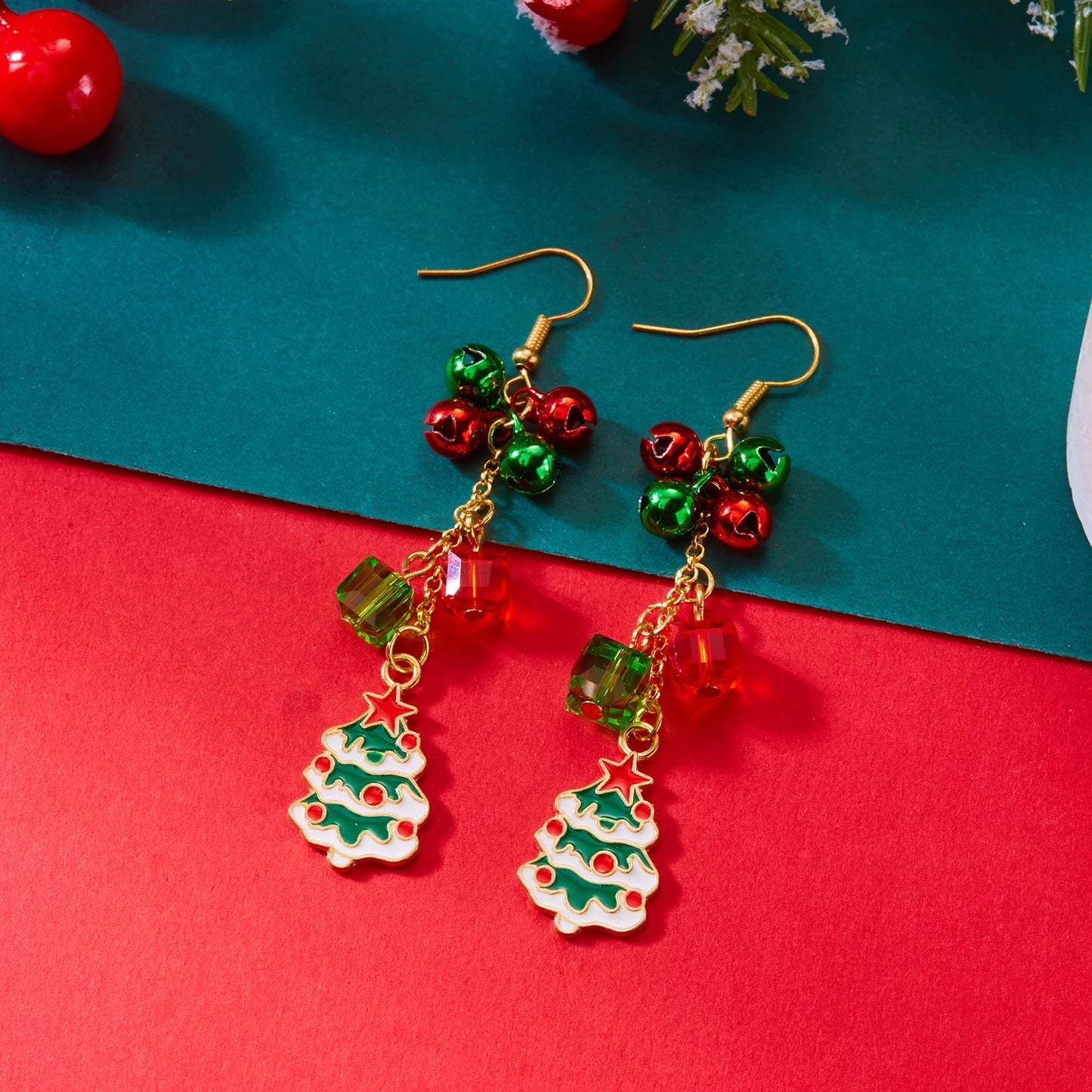 Pink Christmas Santa Earrings Dangle For Women Snowman Snowflake Tree 🎄🎅❄️