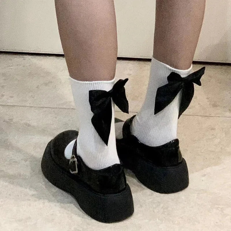 ✨ Adorable Bowknot Socks for Happy Feet! 🍬 Cute Japanese Harajuku Style Short Crew for Girls 🎀 Perfect Gift!