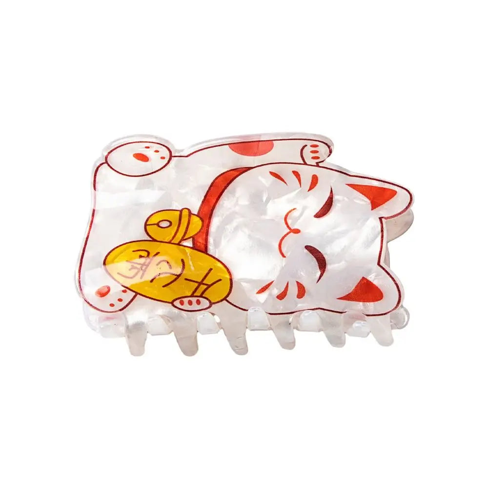 Kawaii Cat Magic ✨ Large Acetate Hair Claw Clip 🐱🎀 Lucky Shark Clip for Stylish Ponytails!