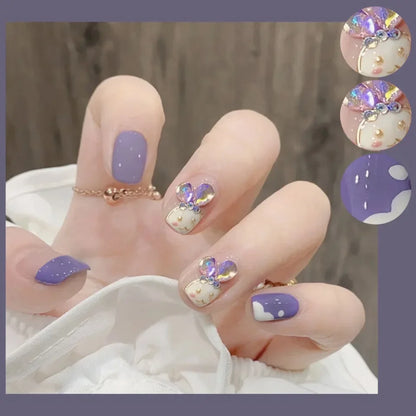 Cute Kawaii Bunny Press-On Nails 🐰✨ | 24 Pcs Full Coverage Acrylic Nail Art Set 🎨 | Reusable & Adorable Fake Nails with Tools! 💅🌸