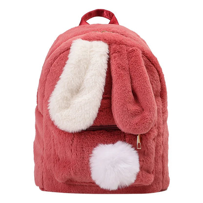 Kawaii Personalized Plush Backpack 🐰✨ - Adorable Rabbit Ears for Women | Cozy Winter Style | Custom Embroidery Available! 👜💖