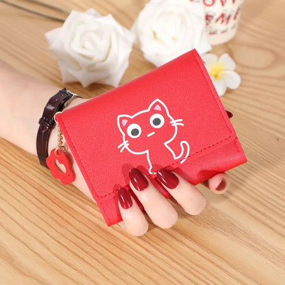 Kawaii Cat-Themed PU Leather Wallet 🐱💖 | Adorable Short Purse for Ladies | Perfect Gift for Cat Lovers! 🎁✨