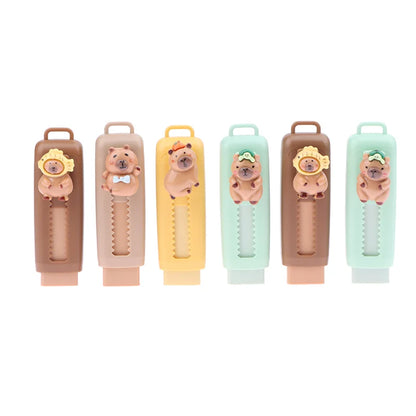 Kawaii Push Pull Capybara Eraser Cute Funny Pencil Rubber Kids Telescopic Eraser Office Supplies School Stationery Gift