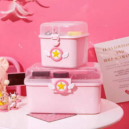 Kawaii Cartoon Multi-Layered Medicine Box 🩺💕 - Adorable Storage for Kids' Essentials & Makeup! 🌈✨