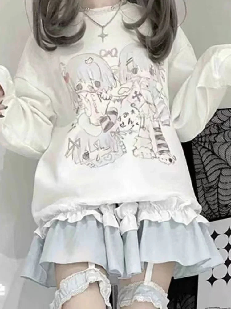 Kawaii Y2K Harajuku Anime Hoodie 🌟 | Cute Cartoon Sweatshirt for Trendy Students 🎀 | Cozy Long Sleeve Top 2023