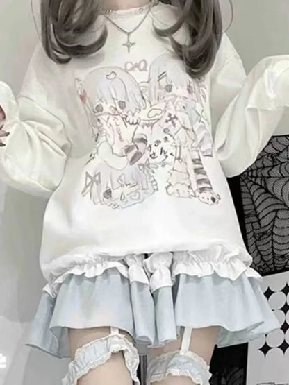 Kawaii Y2K Harajuku Anime Hoodie 🌟 | Cute Cartoon Sweatshirt for Trendy Students 🎀 | Cozy Long Sleeve Top 2023
