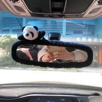 Kawaii Plushy Cartoon Rear View Mirror Cover 🌈✨ - Adorable Elastic Car Accessory for a Charming Ride! 🚗💕