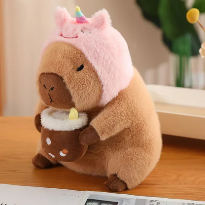 Capybara Cuddle Buddy 🦙✨ Toasty Dino Dress Plushie 🍞🎉 Boba & Fruit Fun! - Pixie Quill