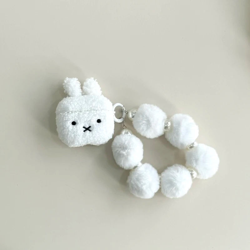 Kawaii Plush White Rabbit AirPods Cozy Case 🐰✨ for 1/2, 3, Pro & Pro 2! 🎧💖