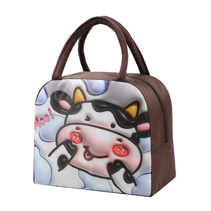 Kawaii 3D Animal Pattern Bento Bag 🐻🍱 | Large Capacity Insulated Lunch Tote for Kids & Adults 🌈✨