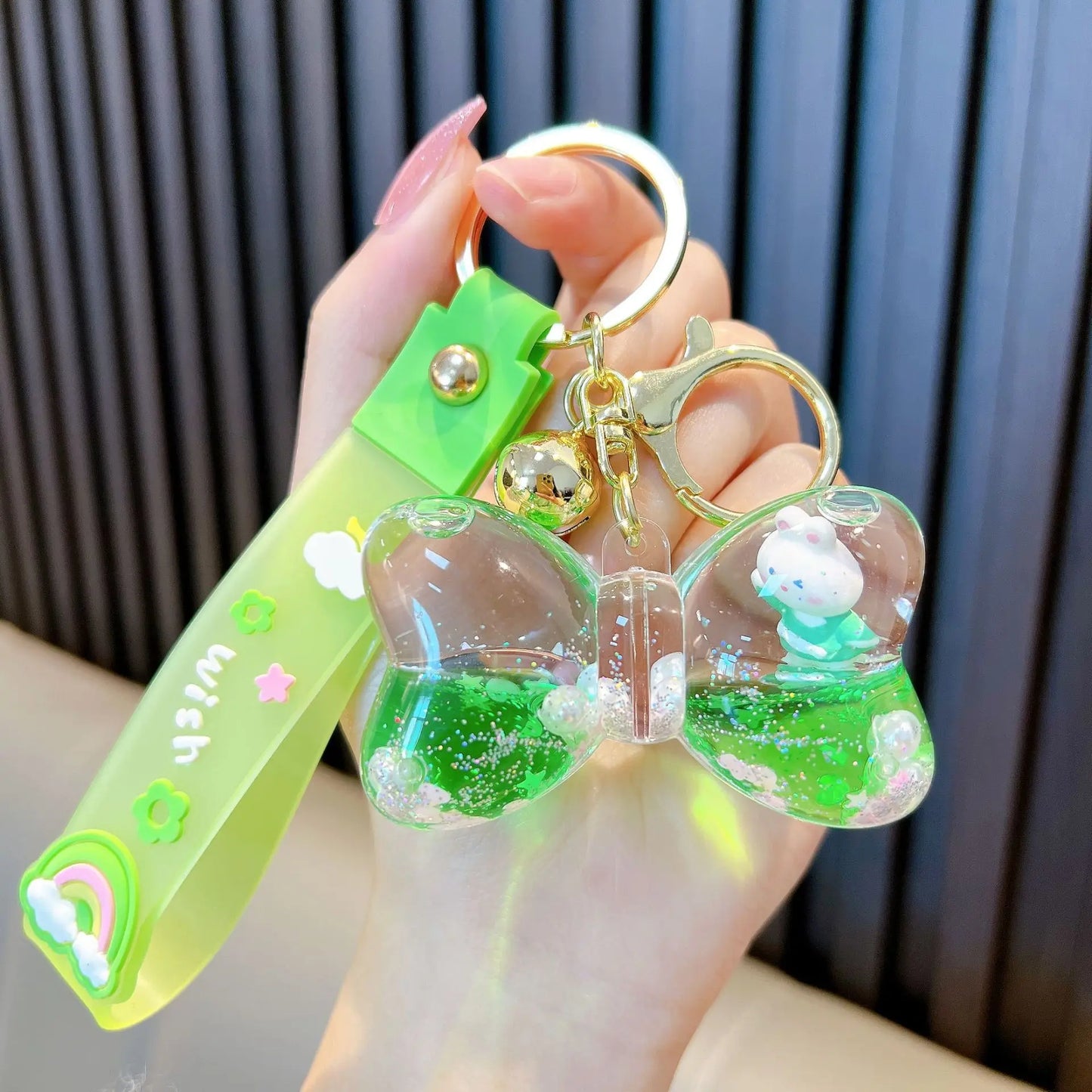 🐰✨ Cute Bunny Keychain with Quicksand Drift Bottle 🌈💖