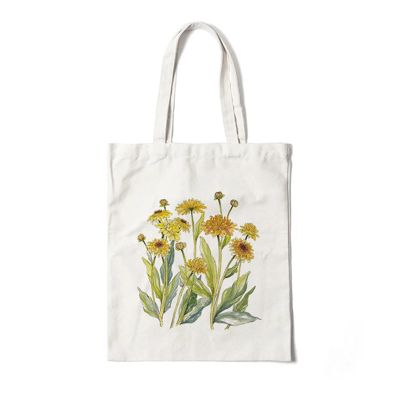 Kawaii Floral Canvas Tote 🌼💖 | Cute Eco-Friendly Shoulder Bag for School & Shopping 🌸✨
