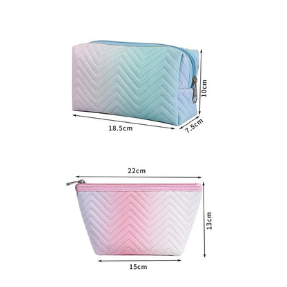 Kawaii Gradient Makeup Pouch 🌈✨ | Stylish PU Leather Cosmetic Bag for Travel & Essentials 🎀💖