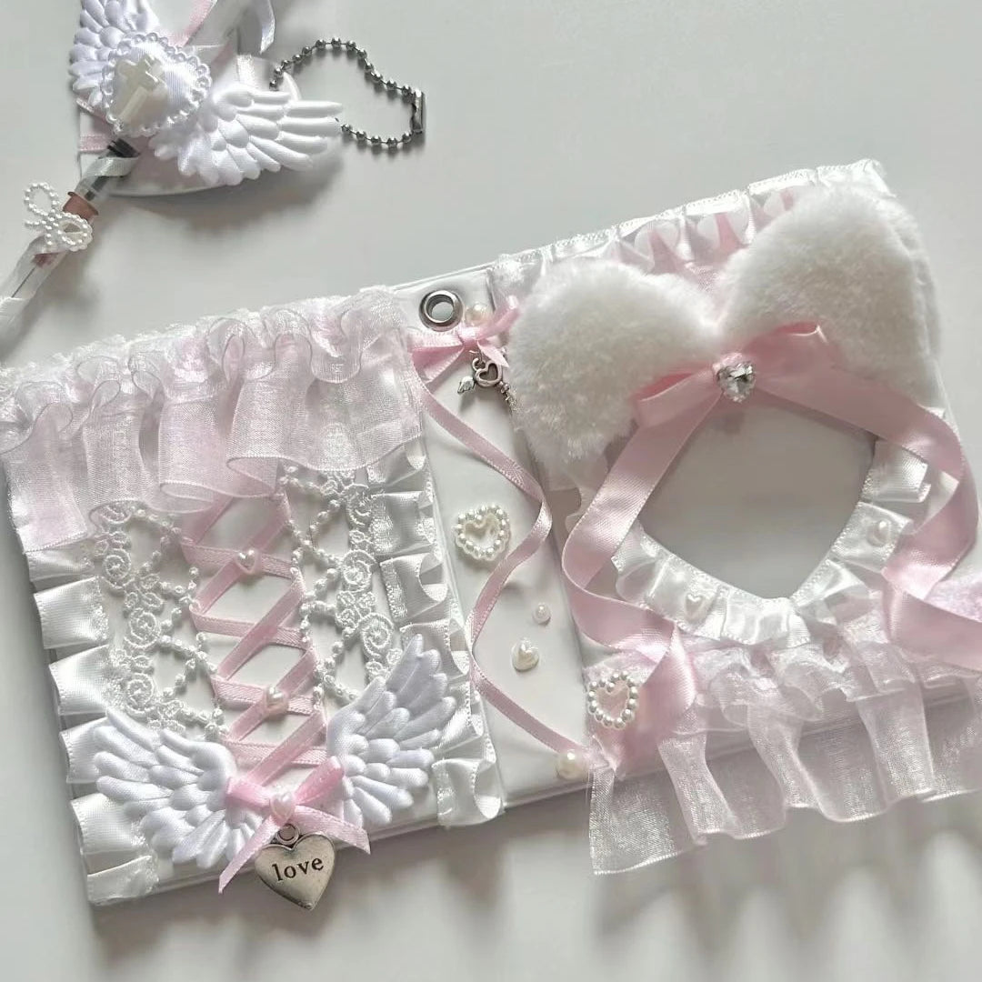 Pink Lace ID Card Holder With Ribbon Decor Photocard Binder 🌸 Cute Sleeve