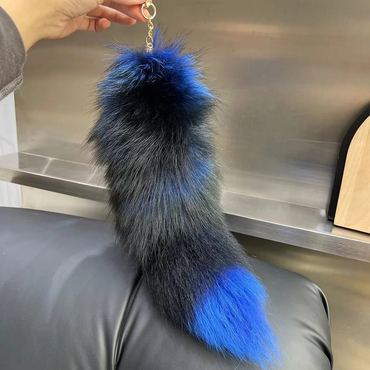 Long Real Fox Fur Tail Keychain Pendant For Women Cosplay Cute Wolf Tail 40cm 🦊✨🐾