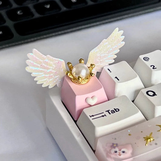 Kawaii Angel Wing Keycap 🌈✨ - Adorable Fairy Touch for Cherry Mechanical Keyboards! 🎹💕