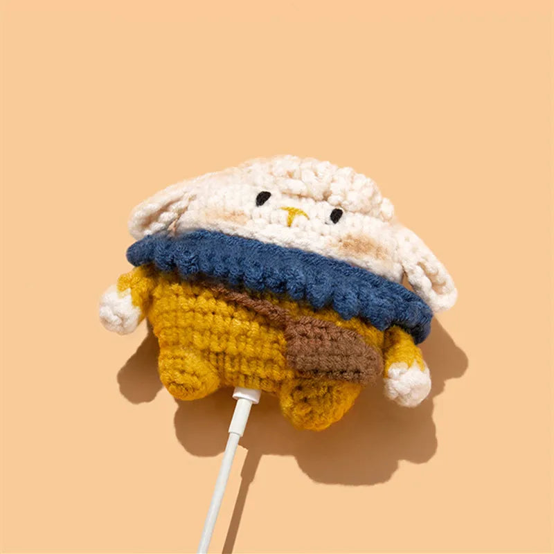 Kawaii Curly Plush Earphone Case for Huawei FreeClip 🎀✨ Cute Cartoon Soft Protector for Girls & Women! 🐻💖