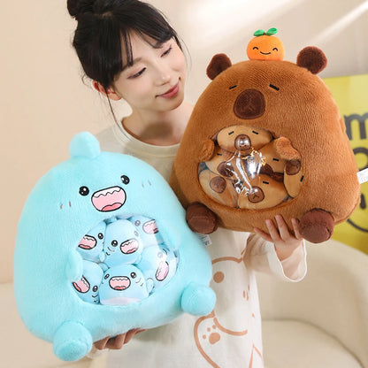 Kawaii Capybara Shark Snack Bag Plush 🦈✨ - Super Soft Cartoon Cushion Pillow for Fun Room Decor & Unique Gifts 🎁💕