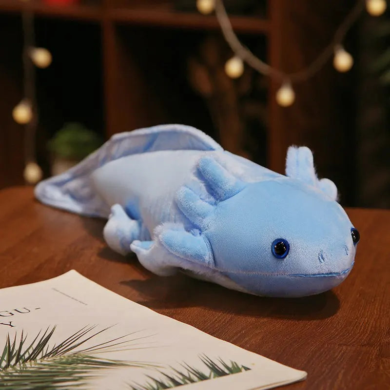 ]Colorful Axolotl Plushie 🌈✨ - Cute Salamander Stuffed Toy for Kids 🎁🐾 - Birthday Gift in Pink, Yellow, Grey & Blue
