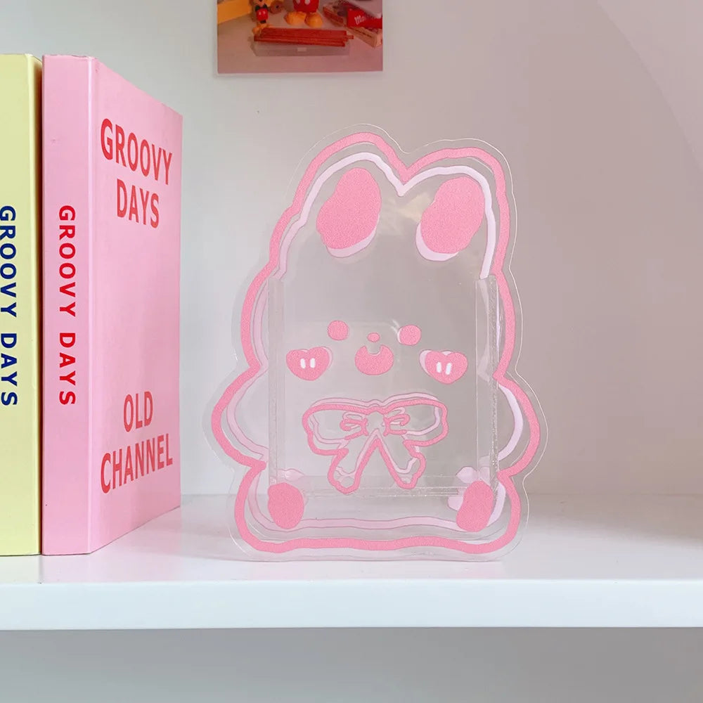 Acrylic Bear & Bunny Pen Holder 🐻🐰 - Cute Desktop Organizer for Makeup & Stationery ✨