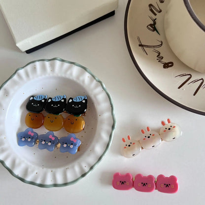 Geometric Star Rabbit Hair Clips Set Multicolor Acrylic Side Bangs 🐰✨