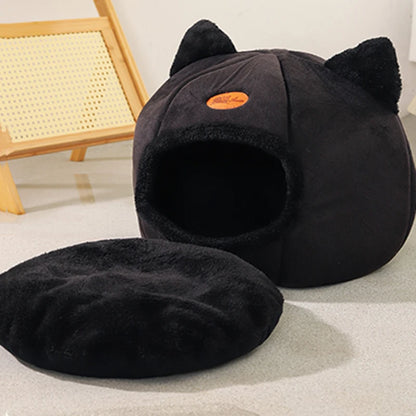 Kawaii Cozy Winter Cat Cave 🐾🌙 | Soft Cotton Pet Bed for Cats & Small Dogs 🏡✨