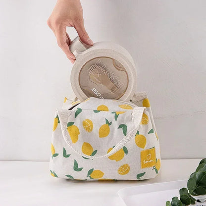 Adorable Kawaii Fruit Lunch Bag 🍓🍉 | Insulated Cotton Bento Pouch for School & Work 🍏💖
