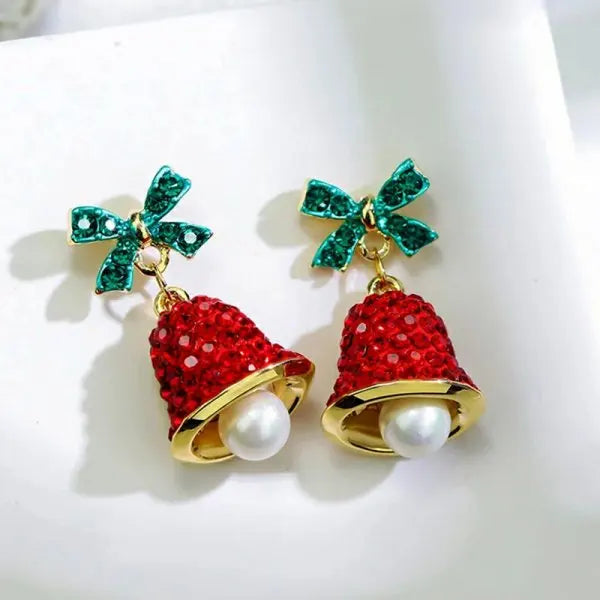 Christmas Red Bow Snowflake Drop Earrings For Women Long Party Jewelry Gift 🎀❄️✨