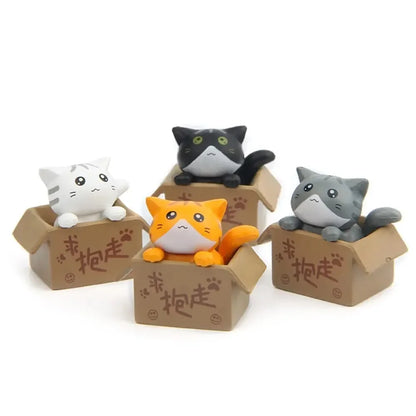 Adorable 4pcs Kawaii Mini Cat Garden Statues 🐾✨ - Cute Resin Figurines for Kids & Home Decor!