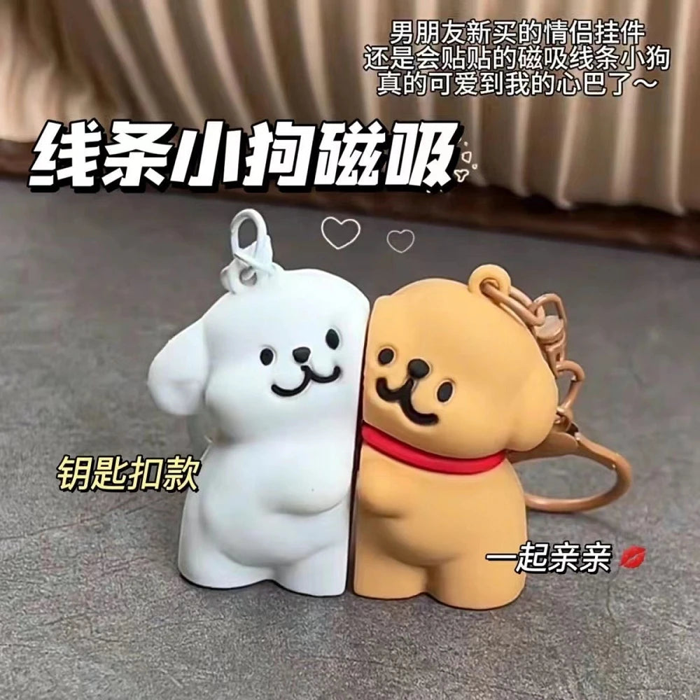 💖 Adorable Bear Love Duo 🐻💕 Magnetic Keychain Set - Cute Cartoon Charm for Bags & Gifts! - Pixie Quill