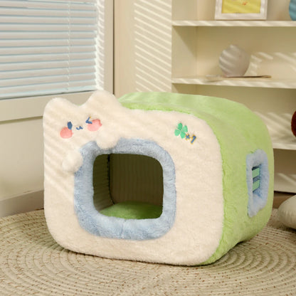 Kawaii Cozy Cat Cave 🐾 Plush Nest for Kittens & Small Dogs 🌟 Warm Pet Home