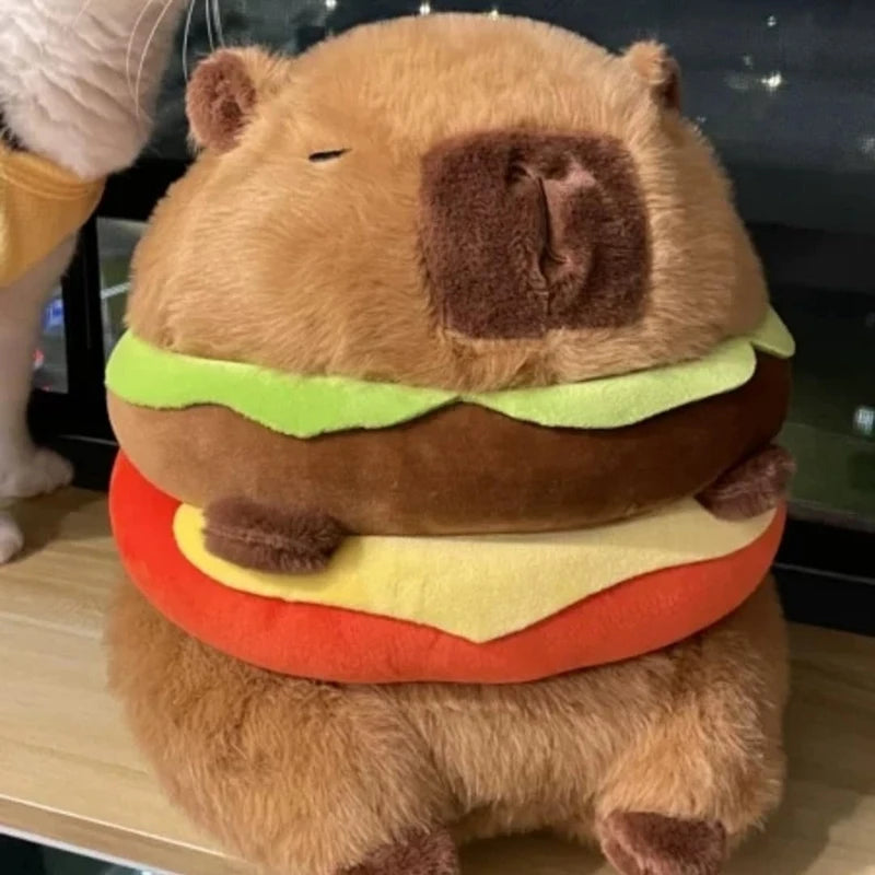 Kawaii Capybara Burger Plushie 🍔✨ | Adorable Soft Stuffed Animal Pillow for Cuddly Comfort 🐾💖