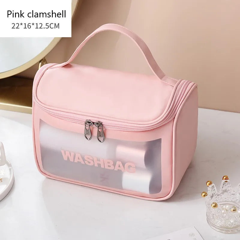 Kawaii Waterproof Travel Makeup Bag 🌟✨ | Cute Transparent Cosmetic Organizer for Women 💖✈️