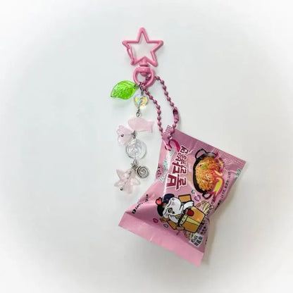 Handmade Resin Korean Snack Keychain Pendant Beaded Plant Design 🍡🎀